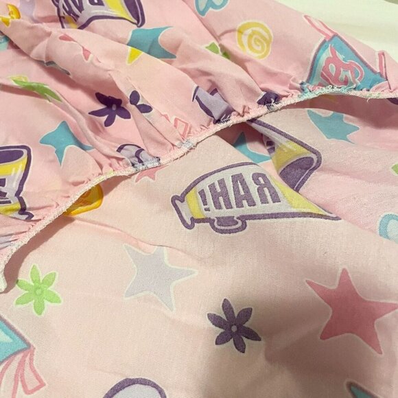 Vintage 1998 Barbie Cheerleader Go Team Cheer Full Fitted Sheet - Picture 13 of 15